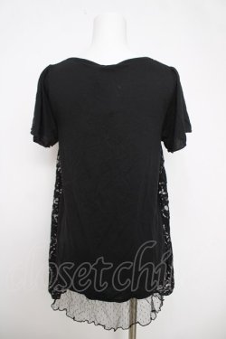 画像2: axes femme / レース重ね半袖チュニック M 黒 Y-26-03-28-043-AX-OP-SZ-ZY