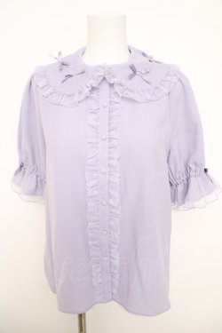 画像1: axes femme kawaii / プチリボン半袖ブラウス M ラベンダー Y-26-03-30-001-AX-BL-SZ-ZY