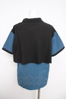 画像2: axes femme / バックプリーツシャツ  黒×ブルー Y-26-03-30-004-AX-BL-SZ-ZY