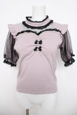 画像1: NOEMIE / ドットチュールデコルテシアーカットソー  ピンク Y-26-03-30-049-LO-TO-SZ-ZY