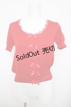 画像1: Emily Temple cute / プチリボン付ニットカーディガン  赤 Y-26-03-30-050-ET-TO-SZ-ZY