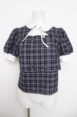 画像1: Bubbles / オープンネッククロップドブラウス F ネイビー Y-26-03-30-053-CA-BL-SZ-ZS (1)