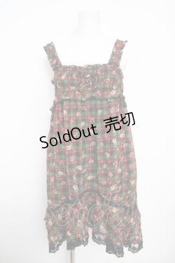 画像1: axes femme / チェックＸお花の2WAYチュニック  グリーン Y-26-03-30-057-AX-OP-SZ-ZY