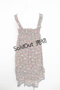 画像2: axes femme / チェックＸお花の2WAYチュニック  グリーン Y-26-03-30-057-AX-OP-SZ-ZY