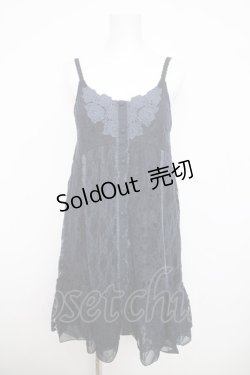 画像1: axes femme / レース切替ノースリチュニ  紺 Y-26-03-30-061-AX-OP-SZ-ZY