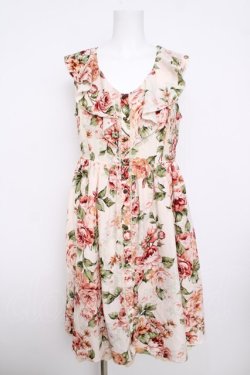 画像1: axes femme / 大花柄スリット入りワンピース  生成り Y-26-03-30-068-AX-OP-SZ-ZY