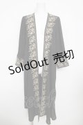 axes femme / 刺繍入りロングガウンカーディガン M 黒 Y-26-03-30-072-AX-OP-SZ-ZY