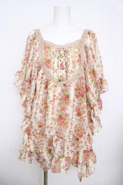 画像1: axes femme / 花柄シフォンチュニ  生成り Y-26-03-30-076-AX-TO-SZ-ZY