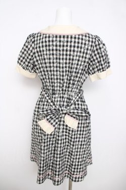 画像2: axes femme POETIQUE / 小花ギンガムチェックワンピース  黒 Y-26-03-30-083-AX-OP-SZ-ZY
