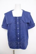 axes femme / マリン風セーラーカラーブラウス  青 Y-26-03-30-008-AX-BL-SZ-ZY