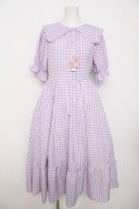 画像1: m petit by misako / TT*Mギンガムチェック半袖ワンピース M 中紫 Y-26-03-30-091-LO-OP-SZ-ZY (1)