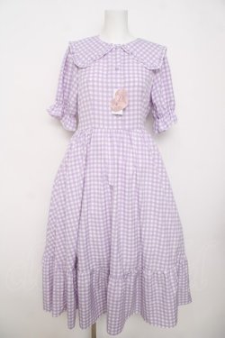 画像1: m petit by misako / TT*Mギンガムチェック半袖ワンピース M 中紫 Y-26-03-30-091-LO-OP-SZ-ZY