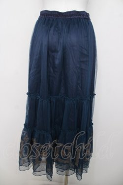 画像2: axes femme / 額縁刺繍チュールスカート F 紺 Y-26-03-30-096-AX-SK-SZ-ZY