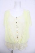 axes femme / レース切り替えシフォン半袖トップス  イエロー Y-26-03-30-018-AX-TO-SZ-ZY