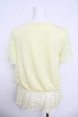 画像2: axes femme / レース切り替えシフォン半袖トップス  イエロー Y-26-03-30-018-AX-TO-SZ-ZY