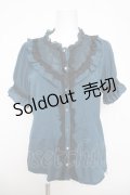 axes femme / スタンド襟レースブラウス M Bグリーン Y-26-03-30-025-AX-BL-SZ-ZY