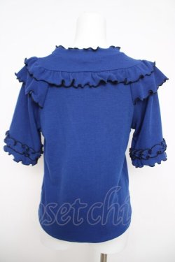 画像2: axes femme / ビジュー付フリルリブトップス F 青 Y-26-03-30-027-AX-TO-SZ-ZY