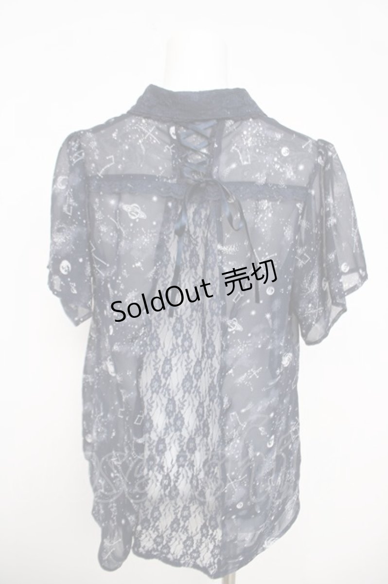 画像2: axes femme / 星座柄シフォンブラウス M 紺 Y-26-03-30-028-AX-BL-SZ-ZS (2)