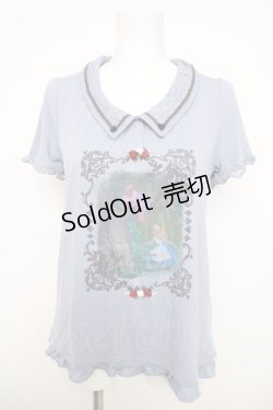 画像1: axes femme / 刺繍入襟付きプルオーバー M ブルー Y-26-03-30-031-AX-TO-SZ-ZY