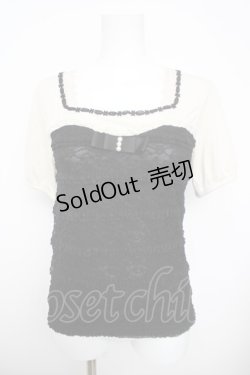 画像1: axes femme / ビスチェ切替トップス  黒 Y-26-03-30-033-AX-TO-SZ-ZY