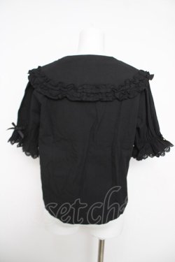 画像2: axes femme kawaii / 半袖丸襟コットンブラウス  黒 Y-26-03-30-003-AX-BL-SZ-ZY