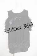 axes femme kawaii / フリルオフショルブラウス  黒 Y-26-03-30-034-AX-BL-SZ-ZY
