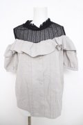 axes femme POETIQUE / レース切替オフショルトップス M グレー Y-26-03-30-035-AX-TO-SZ-ZY