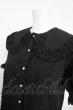 画像3: axes femme kawaii / 半袖丸襟コットンブラウス  黒 Y-26-03-30-003-AX-BL-SZ-ZY