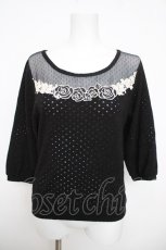 画像1: axes femme / ローズモチーフラメドットニット M 黒 Y-26-03-30-039-AX-TO-SZ-ZI (1)