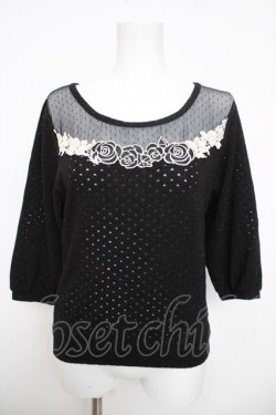 画像1: axes femme / ローズモチーフラメドットニット M 黒 Y-26-03-30-039-AX-TO-SZ-ZY