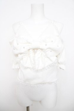 画像1: Ank Rouge / リボンネコちゃんオフショルテレコ M 白 Y-26-03-30-042-CA-TO-SZ-ZY