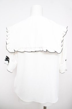 画像2: DearMyLove / 大きめハートバックルリボンセーラーブラウス L 白×黒 Y-26-03-30-045-EL-BL-SZ-ZY