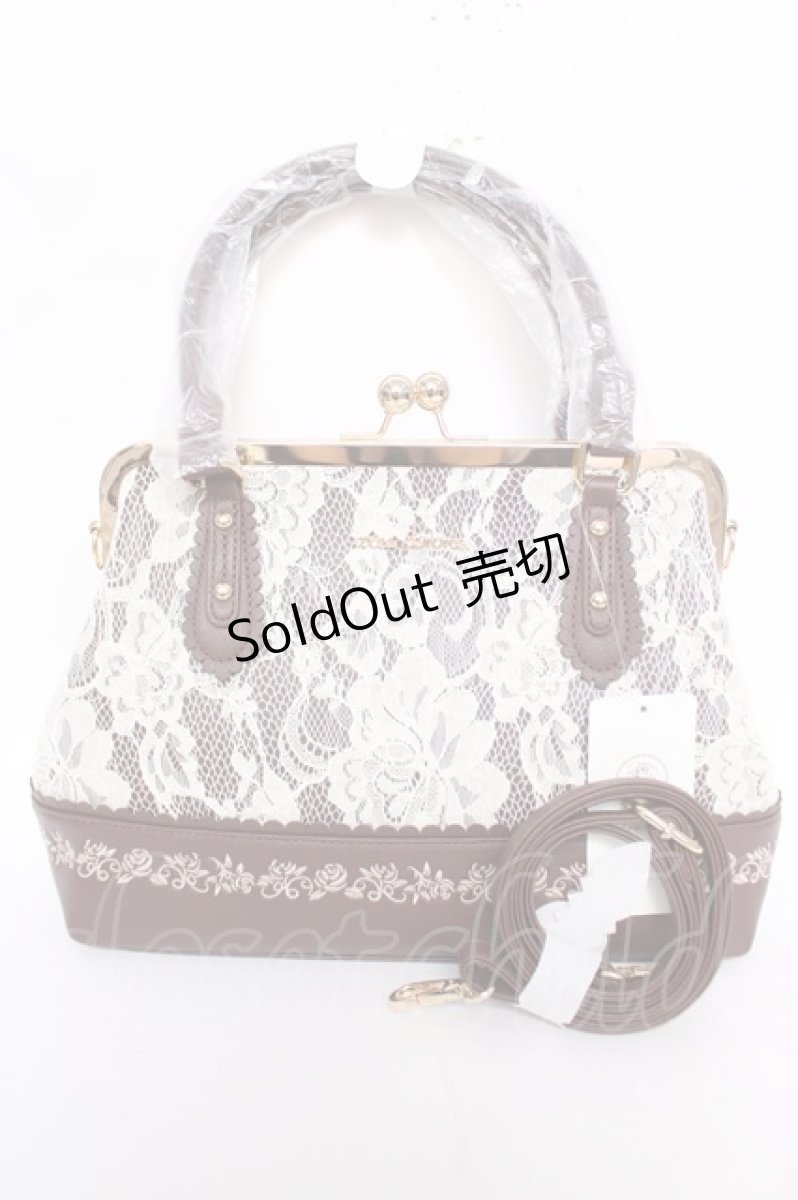 画像1: axes femme / レース重ねがま口ボストン  Dブラウン Y-26-04-01-050-AX-BG-SZ-ZY (1)