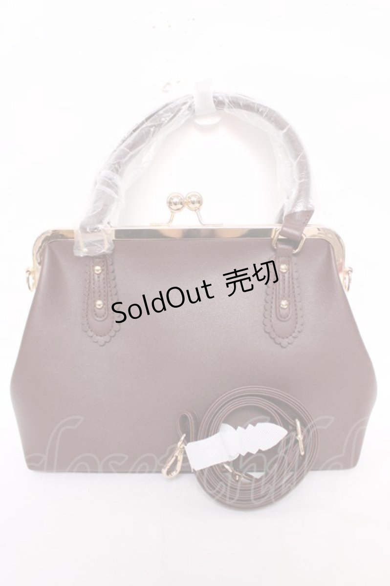 画像2: axes femme / レース重ねがま口ボストン  Dブラウン Y-26-04-01-050-AX-BG-SZ-ZY (2)