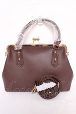 画像2: axes femme / レース重ねがま口ボストン  Dブラウン Y-26-04-01-050-AX-BG-SZ-ZY (2)