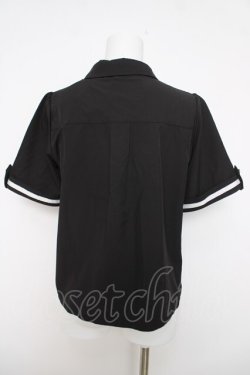 画像2: axes femme / メタル×タイ付き連釦ブラウス M 黒 Y-26-04-01-061-AX-BL-SZ-ZY