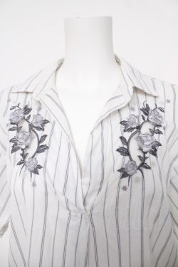 画像3: axes femme / チュール透けお花刺繍シャツ M オフシロ Y-26-04-01-062-AX-BL-SZ-ZY