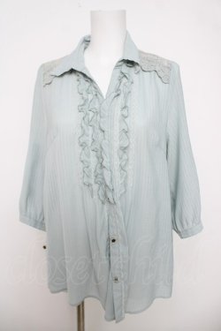 画像1: axes femme / ストライプロールアップシャツ M ミント Y-26-04-01-063-AX-BL-SZ-ZY