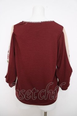 画像2: axes femme / ７分袖花刺繍プルオーバー M ワイン Y-26-04-01-075-AX-TO-SZ-ZY