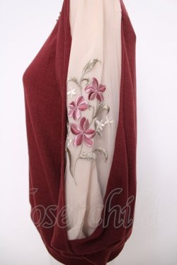 画像3: axes femme / ７分袖花刺繍プルオーバー M ワイン Y-26-04-01-075-AX-TO-SZ-ZY