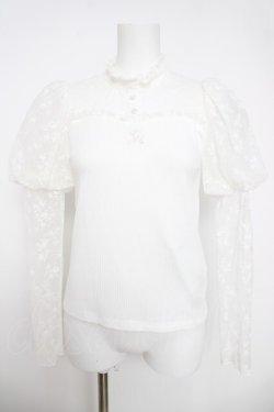 画像1: evelyn / パフスリーブリブTP F 白 Y-26-04-01-077-LO-TO-SZ-ZY