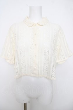 画像1: F i.n.t / ストライプレース シャツ F アイボリー Y-26-04-01-087-CA-OP-SZ-ZY