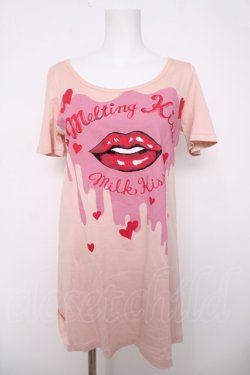 画像1: MILK / KISS KISS Long Tee  ヌードピンク Y-26-04-01-090-ML-TO-SZ-ZY