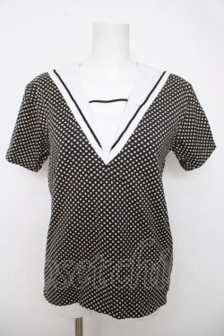 画像1: PINK HOUSE / ドット柄セーラープルオーバー F 黒 Y-26-04-01-095-LO-TO-SZ-ZY