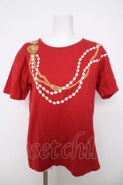 画像1: INGEBORG / パールネックレスptカットソー F 赤 Y-26-04-01-098-LO-TO-SZ-ZY