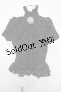 MARBLE / ゴシック調タイ付き総フリルパフスリーブブラウス  ブラック Y-26-04-01-107-GO-BL-SZ-ZY