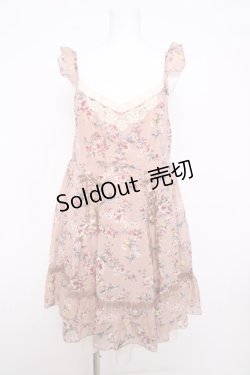 画像1: axes femme / ブーケ花柄タック編み上げOP  ピンク Y-26-04-01-117-AX-OP-SZ-ZY