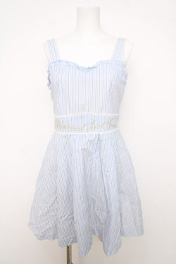 画像1: axes femme POETIQUE / ストライプジャンパースカート  サックス Y-26-04-01-118-AX-OP-SZ-ZY