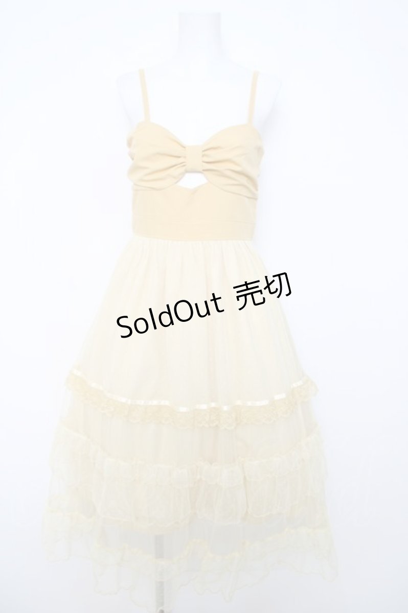 画像1: axes femme POETIQUE / リボンデザインチュールワンピース M イエロー Y-26-04-01-124-AX-OP-SZ-ZS (1)