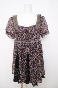 axes femme / ラメドット花柄チュニック M 黒 Y-26-04-01-125-AX-OP-SZ-ZY